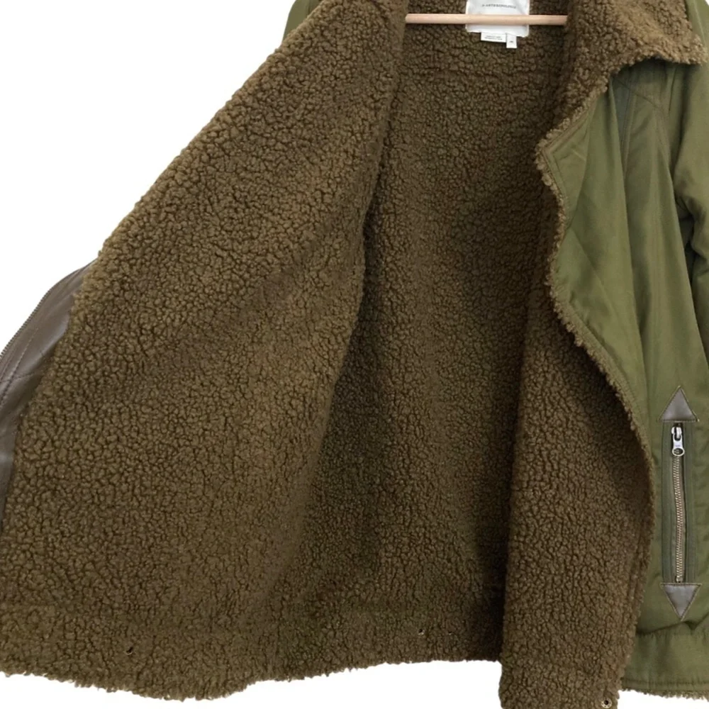 ANTHROPOLOGIE Joni Oversized Sherpa Lined Longline Moto Aviator Jacket LIKE NEW